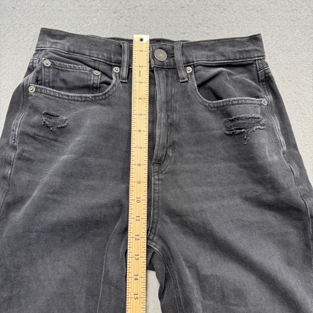 American Eagle Jeans Women's 6 Black Faded Wide Leg High Rise Baggy Streetwear - Picture 6 of 8